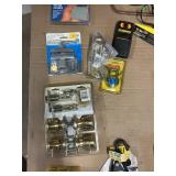 Cedar Chest + Mixed Tools & Hardware Lot – Hand Saw, Drill Brace, Glue Gun, Door Hardware & More