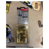 Cedar Chest + Mixed Tools & Hardware Lot – Hand Saw, Drill Brace, Glue Gun, Door Hardware & More