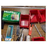 Box of various hardware and equipment