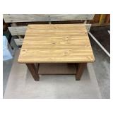 Solid Wood Side Table w/ Lower Shelf – Rustic End Table