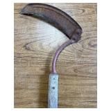 3-vintage agricultural sickles/saw