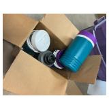 Coolers & Kitchenware Lot – Electric Cooler, Small Cooler, Vintage Yellow Enamel Pot & More