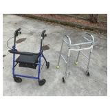 Rollator Walker w/ Seat + Standard Folding Walker – Mobility Aid Lot