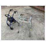 Rollator Walker w/ Seat + Standard Folding Walker – Mobility Aid Lot