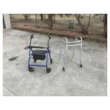 Rollator Walker w/ Seat + Standard Folding Walker – Mobility Aid Lot