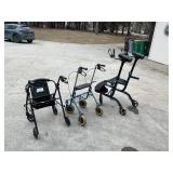 Mobility Aid Lot – (3) Rollator Walkers w/ Seats, Storage & Accessories