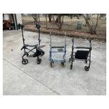 Mobility Aid Lot – (3) Rollator Walkers w/ Seats, Storage & Accessories