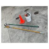Yard & Utility Tool Lot – Pole Pruner, Extension Pole, Safety Cone, Drain Auger & More