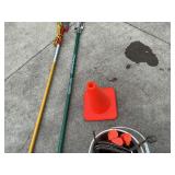 Yard & Utility Tool Lot – Pole Pruner, Extension Pole, Safety Cone, Drain Auger & More