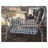 vintage white metal and vinyl strap patio chaise lounge chair/rocker