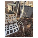 vintage white metal and vinyl strap patio chaise lounge chair/rocker