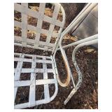 vintage white metal and vinyl strap patio chaise lounge chair/rocker