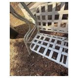 vintage white metal and vinyl strap patio chaise lounge chair/rocker