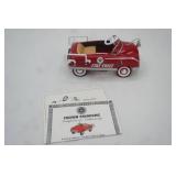 TEXACO Fire Chief diecast Pedal Car Coin Bank. 1996 Limited Numbered Edition (First Edition 1 of 15,000) 1948 BMC Fire Truck stock #48 EMC FE 01