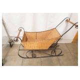 Vintage Wicker & Metal Sleigh. 31"x 25.5"x 10"