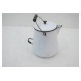 Vintage Enamel Kettle 9" tall