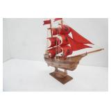 Vintage Wooden Pirate Ship Model 17.5" tall by 16.5" long