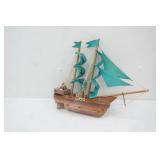 Vintage Wooden Pirate Ship Model 14.5" tall by 16.5" long