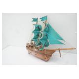 Vintage Wooden Pirate Ship Model 14.5" tall by 16.5" long