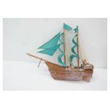 Vintage Wooden Pirate Ship Model 14.5" tall by 16.5" long