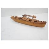 Vintage hand-carved wooden model. Polynesian Outrigger Canoe. Vaka / Wa