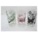 Vintage 1950s Hazel Atlas Glass Tumblers "Sing Along" Series, Hand-Blown Cobalt Blue Rim Vase