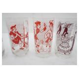 Vintage 1950s Hazel Atlas Glass Tumblers "Sing Along" Series, Hand-Blown Cobalt Blue Rim Vase