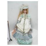 large porcelain Victorian-Style Umbrella Doll 36"