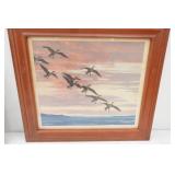 19"x 17" "Right on Time" Canadian Geese Framed Art Print. by Richard E. Bishop