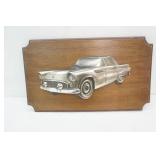 19"x 11" Pewter Relief Wall Plaque. 1955 Ford Thunderbird