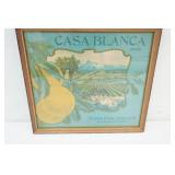 Vintage Framed Advertisement. Casa Blanca Brand 10.5"x11.5"