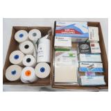 Tape Dispenser, Paper Clips, Staples, Rolls of Paper, envelopes, calculator, dry erase tape