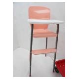 Vintage Toy High Chair (metal, 1950s/1960s) Little Red Wagon for Doll