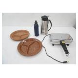 Waffle Maker, NEW Stainless Steel Carafe (hot & cold), Divided Melamine? Camping Plates