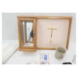 Collectibles. Crystal Glass Crucifix Candle Holders, Vintage Prints, Serenity Prayer