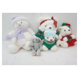 Plush Stuffed Animals. Snowman & Holiday Bear