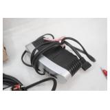 Electronics Lot: Bass Angler TV game, converter boxes, cable cords, HDMI cord, camera cords, AV cords