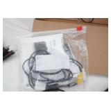 Electronics Lot: Bass Angler TV game, converter boxes, cable cords, HDMI cord, camera cords, AV cords