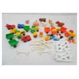 Vintage Fisher Price Little People, Farm Animals, Tractors, Cars, Police Car, Farm Yard Fencing