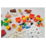 Vintage Fisher Price Little People, Farm Animals, Tractors, Cars, Police Car, Farm Yard Fencing