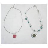 Jewelry Lot: Blue & Pink glass beads/gemstones?