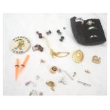 Jewelry Lot: Assorted Costume Jewelry. Gaged Earrings & Stretcher, Vintage Norwegian Power Pin