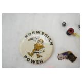 Jewelry Lot: Assorted Costume Jewelry. Gaged Earrings & Stretcher, Vintage Norwegian Power Pin