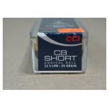 100 CCI CB Short .22 Short 29 Gr LRN Ammo