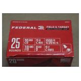 25 Federal Field & Range 20 Gauge 2-3/4" 8 Shot Shotshells