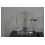 Set of Four Lucky Shot Whiskey Glasses with Embedded Bullet - Iwo Jima Flag