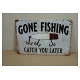 Vintage Style Gone Fishing Metal Sign