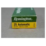 19 Remington .25 Auto 50 Gr MC Ammo