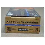 50 Federal Premium LE 9mm Luger +P 124 Gr Tactical HST Ammo