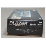 50 CCI Blazer Brass 9mm Luger 124 Gr FMJ Ammo